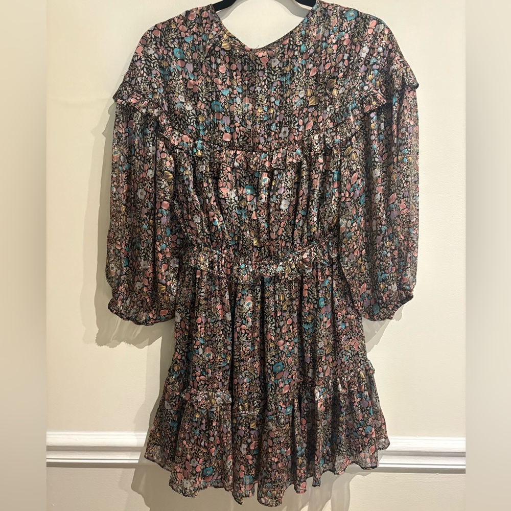 BuddyLove Lily Black Floral Satin Ruffle Mini Dress - NWT Small - Picture 3 of 7